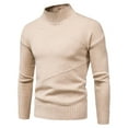 thumbnail image 3 of safuny Men's Basic Sweater Holiday Winter Tops Long Sleeve High Neck Sports Relaxed Casual Solid Fall Trendy Comfy Khaki L, 3 of 8