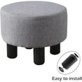 thumbnail image 3 of Tcbosik Foot Stool, Linen Fabric Ottoman, 12.5" Round Step Stool, Padded Foot Rest with Non-Skid Wood Legs for Hallway, Bedroom, Lounge Room, Living Room, Dark Grey, 3 of 6