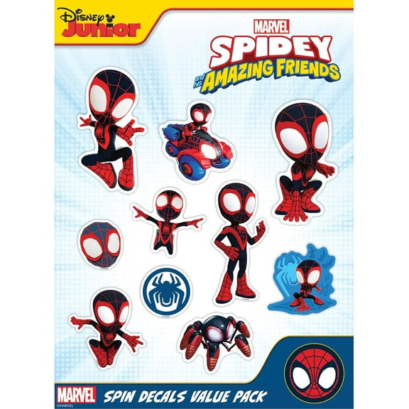 Marvel Spidey and His Amazing Friends Decals - Set of 10 Miles Morales Spin Outdoor Rated Stickers for Car, Laptop, Computer, Water Bottle - Marvel Stickers for Kids and Adults