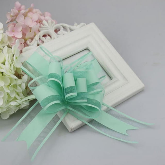 10 Pieces Pull Bow Large Organza Gift Wrapping Pull Bows with Ribbon for Wedding Gift Baskets, Festive Party Supplies(6 Inches Diameter)