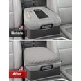 thumbnail image 6 of KBH Middle Console Cover for Chevy Silverado & GMC Sierra 2019-2026, Tahoe & Suburban & Yukon 2021-2026, Leather Armrest Lid Cushion Pad for Truck Interior, Gray(Bucket Seat Only), 6 of 8
