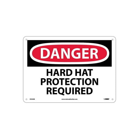 UPC: 0887481032801 | National Marker Danger Hard Hat Protection Required 10X14 .040 Aluminum D544AB