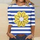 thumbnail image 3 of Camisetas Casuales de las Mujeres de Moda Impresa 3/4 Mangas Blusa Cuello Redondo para el Hogar Y Diario, 3 of 4
