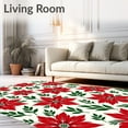 thumbnail image 2 of ODIKA 2'x3' Machine Washable Non-Slip Area Rug, Merry Poinsettia Floral Print Anti Fatigue Pair High Traffic Rug with Pad, Red, 732560, 2 of 8