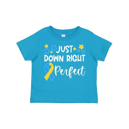 

Inktastic Just Down Right Perfect Down Syndrome Awareness Ribbon Gift Toddler Boy or Toddler Girl T-Shirt