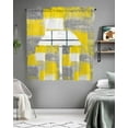 thumbnail image 5 of Yellow Grey Kitchen Curtains Swag Valance and Tier Curtains Set 36 Inch Length, Rustic Mottled Oil Painting Abstract Texture Rod Pocket Drape Panels Pair Swag Curtains for Bathroom/Cafe/Window, 5 of 6