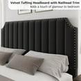 thumbnail image 4 of Kselythan Queen Size Platform Bed Frame with 50.2" Headboard & Footboard,Velvet Upholstered Bed Frame Queen with Vertical Channel Tufted Headboard & Footboard,Nailhead Trim,No Box Spring Needed, 4 of 9