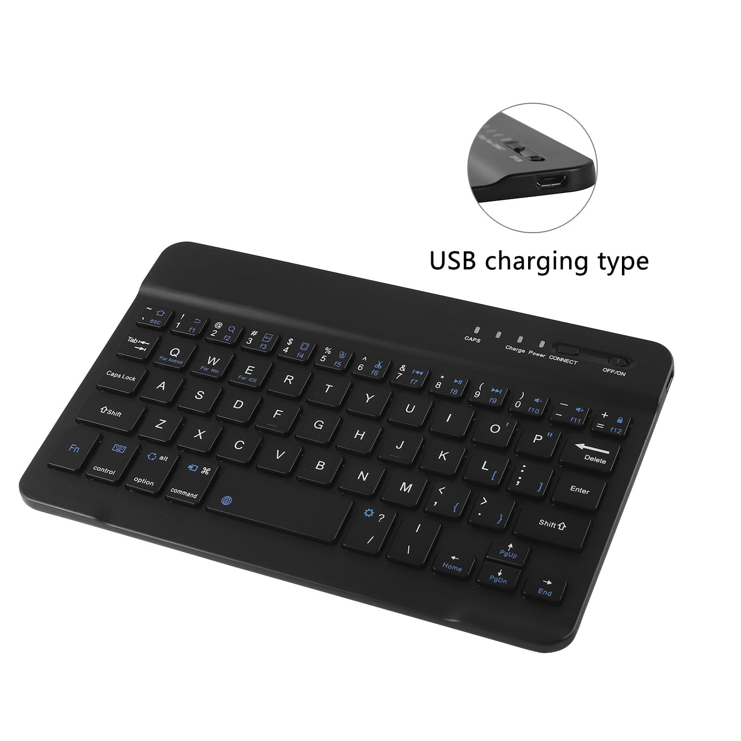 PloutoRich Wireless Keyboard, 7/8 inch Bluetooth Keyboard, Ultra-Thin Rechargeable Keyboard for Laptop Mobile Phone Tablet,Three-system Universal