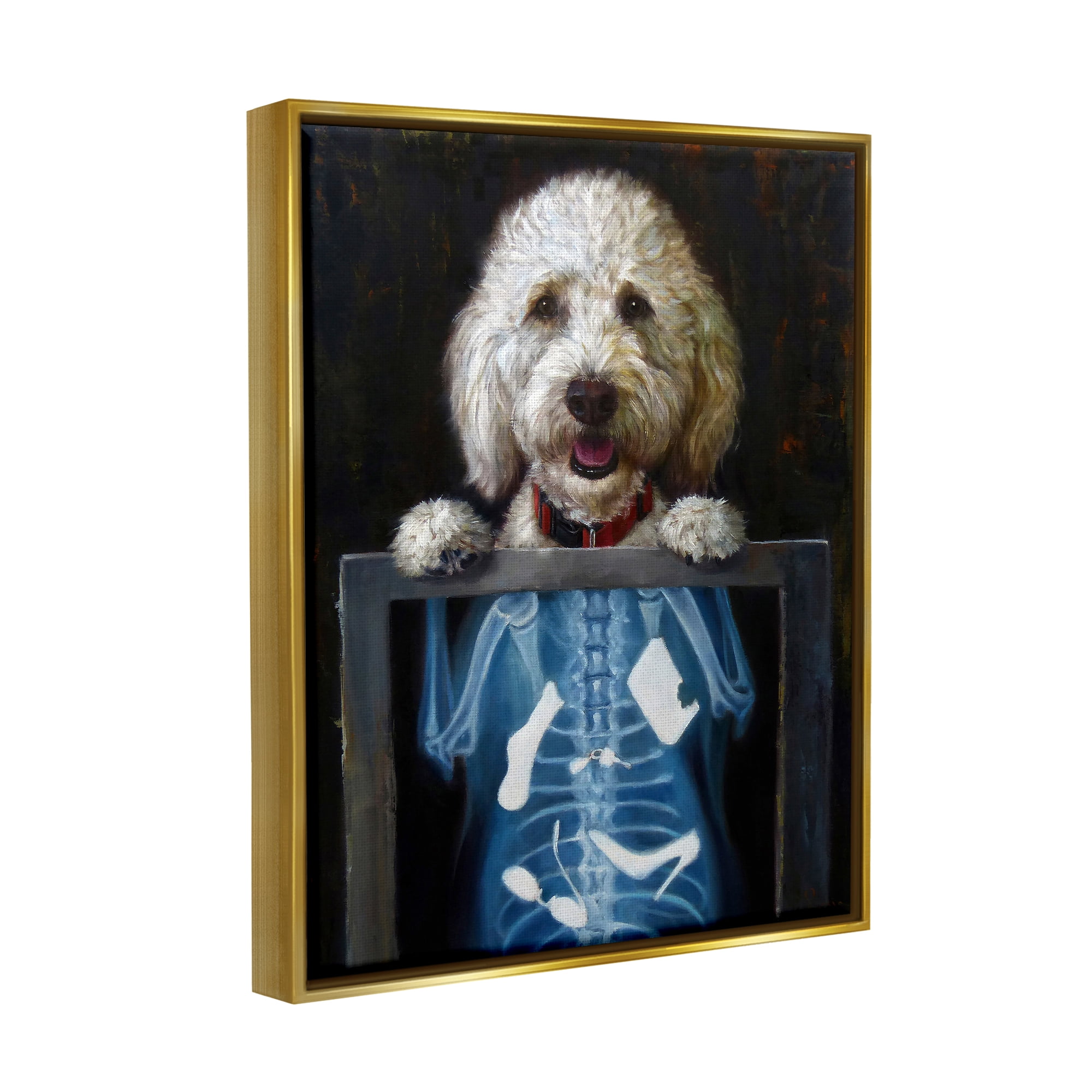 Stupell Industries Funny Dog X-Ray Snacks Animals & Insects Painting Gold Floater Framed Art Print Wall Art