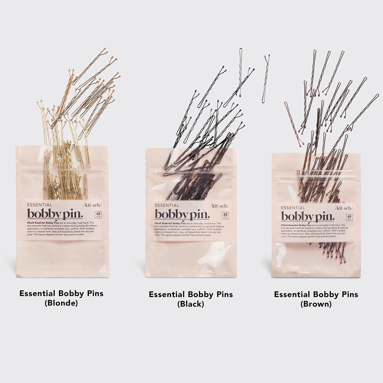 Kitsch Bobby Pins In Braun – 45 Stück, 1,87 Zoll, Mit Epoxid-Spitzen, Für Alle Haartypen, Ideal Zum Stylen Und Fixieren