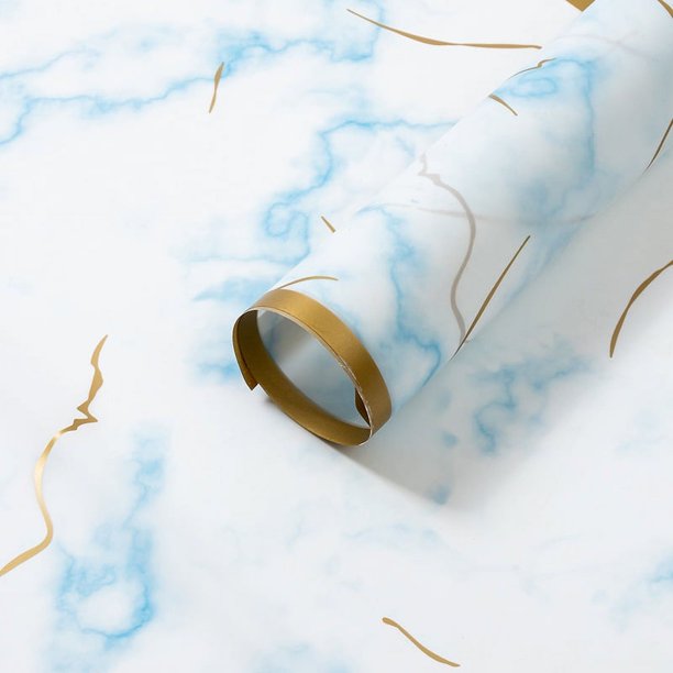 Nvzi flowers, gifts, gift box packaging paper, gold edged marble waterproof matte paper packaging paper (blue)