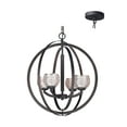 thumbnail image 3 of Woodbridge Lighting Mirage 4-Light Round Cage Glass Chandelier in Bronze/Mercury, 3 of 3