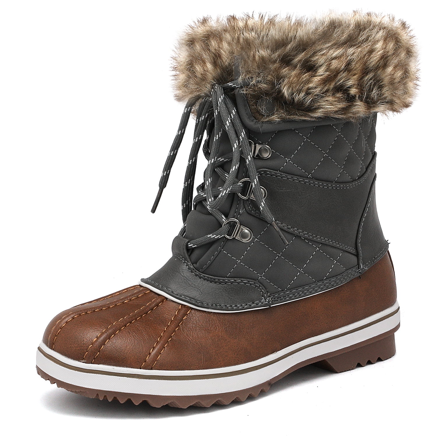 Dream Pairs Women's RIVER_2 Tan Khaki Mid Calf Winter Snow Boots Size 8