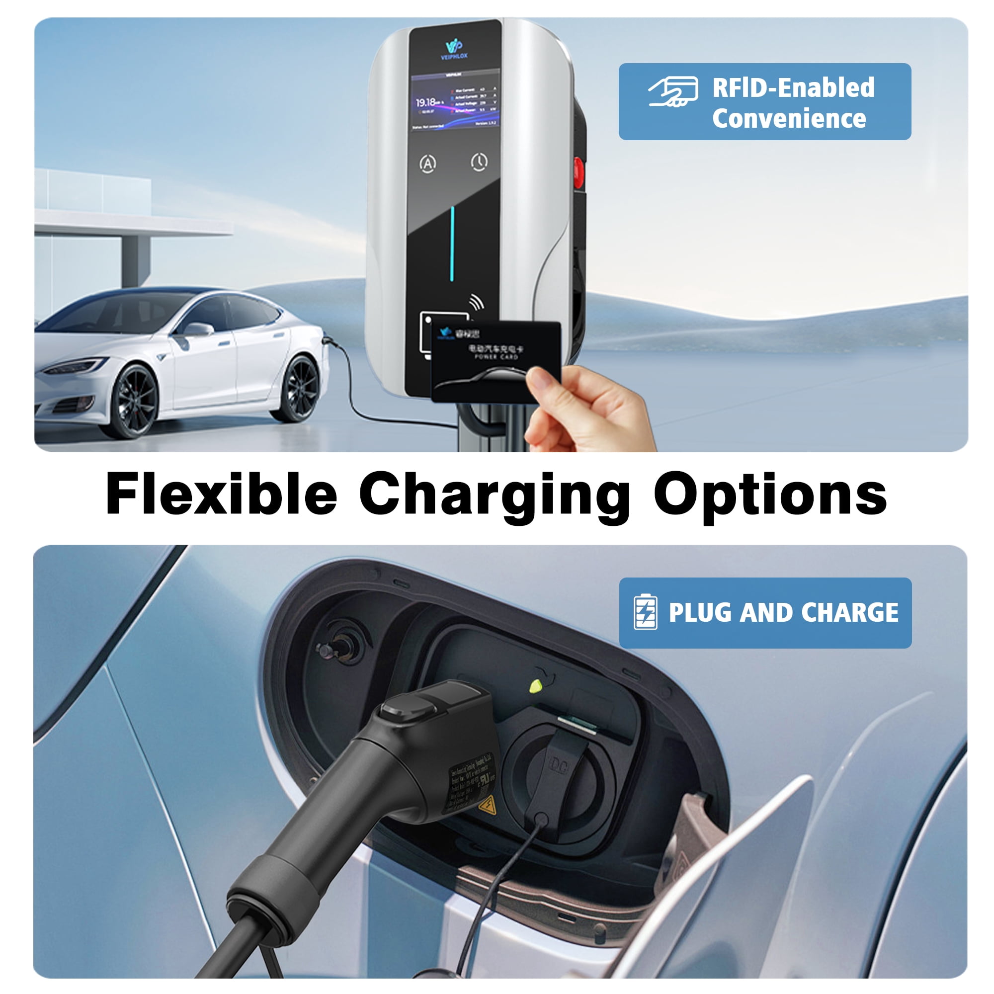 EV Charger level 2 wall box charging station 240V 40A 9.6kW J1772 NEMA Connector Type 1 EV Charger No wifi /APP