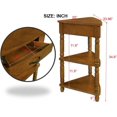 thumbnail image 2 of 33.86" Corner Table, Wood 3 Tier Triangle Side Table Corner Shelf Stand with Solid Wood Legs 1 Drawer & 2 Storage Shelves for Living Room Small Space (Light Espresso), 2 of 14