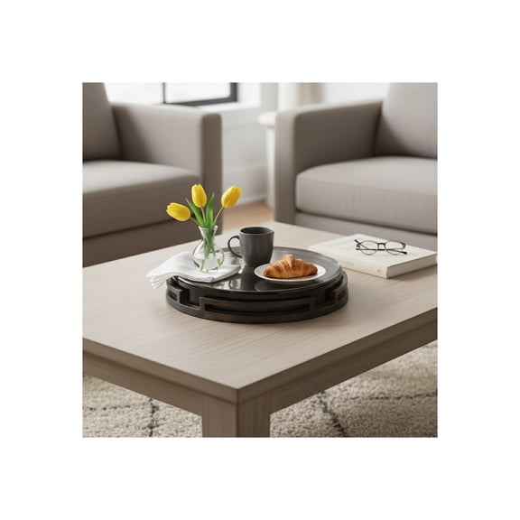 Decorative Round Glass Tray with Edge Design for House Decor - Modern Home Decor Accents for Jewelry, Bed, or Trinket - Stylish Centerpiece Table Decorations or Bathroom Vanity Tray - 16", Bronze