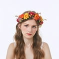 thumbnail image 6 of FUYPSE 2026 New Arrivals Boho Flower Crown – Red, Yellow & Orange Floral Headband with Adjustable Ribbon for Weddings, Festivals, and Fall Celebrations, 6 of 8
