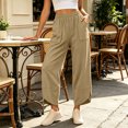 thumbnail image 5 of Njagoc3 Cargo Pants Women | Drawstring Waist Relaxed Trousers with Front Patch Pockets | Loose Fit for Fall Casual Daily Wear & Outdoor Activities，Khaki，S, 5 of 6