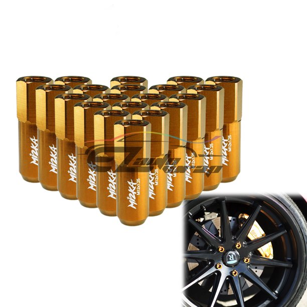 Gold 20 Pcs M12x1 5 Lug Nuts Extended Tuner Aluminum Wheels Rims Cap Wn02 Walmart Com Walmart Com