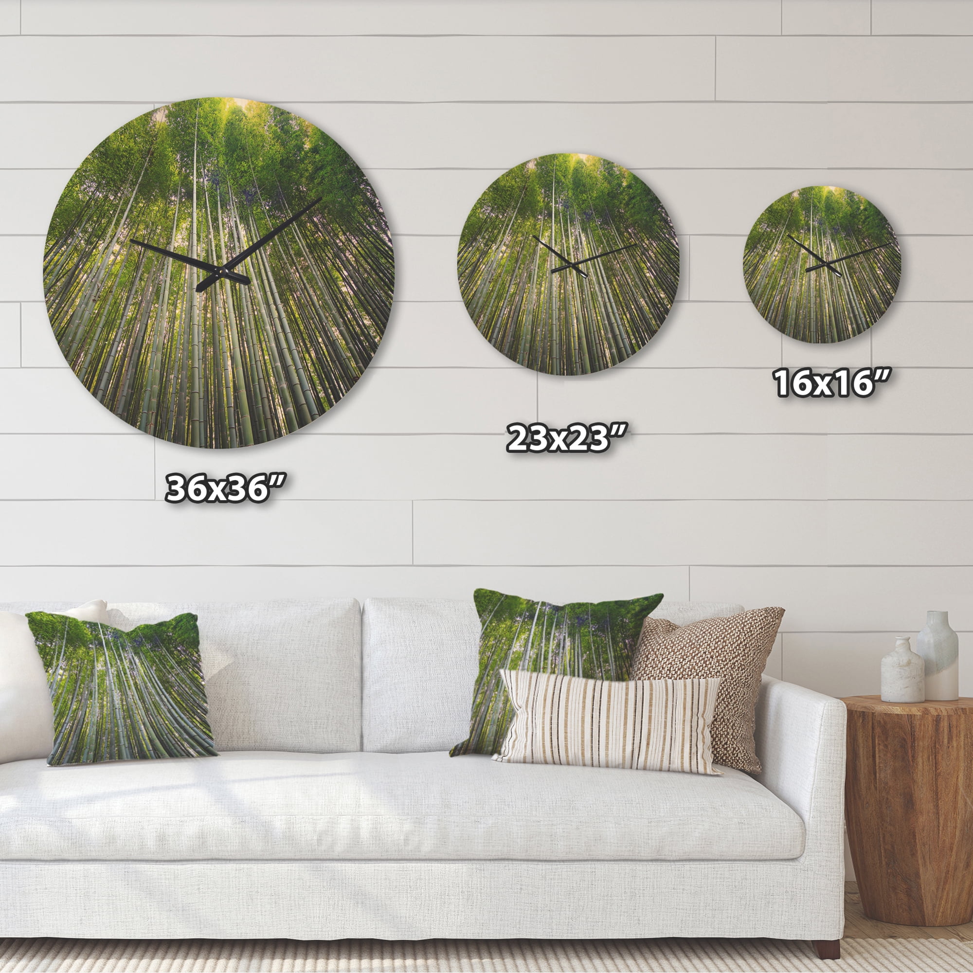 Designart 'Bamboo Tree Forest of Kyoto Japan' Rustic Wood Wall Clock