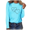 thumbnail image 2 of Valentine's Day Shirt for Women Plus Size Long Sleeve Funny Cute Graphic Print Tees Casual Crew Neck Pullover Tops(Sky Blue,XL), 2 of 4