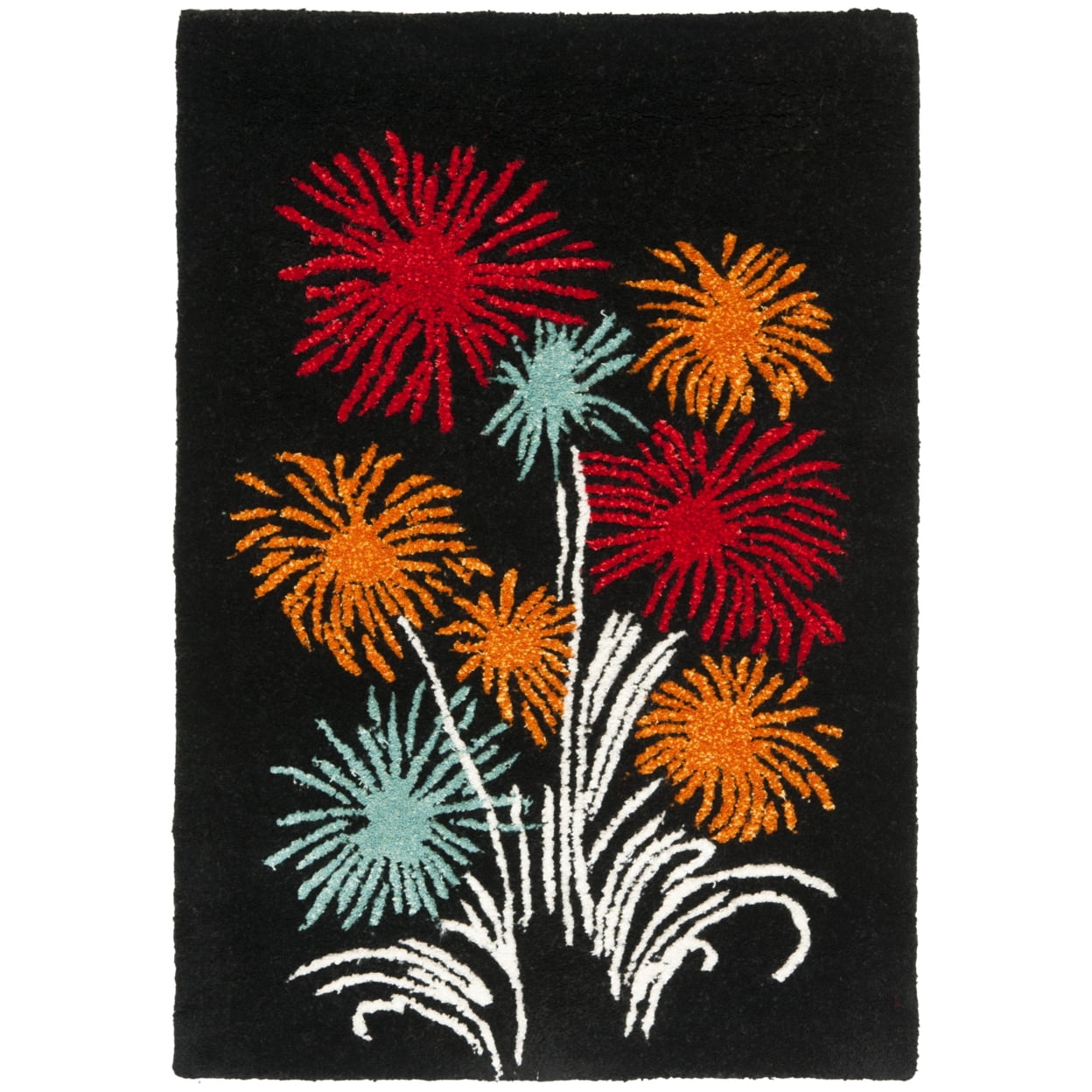 SAFAVIEH Soho Jared Fire Works Wool Area Rug, Black/Multi, 3'6" x 5'6"