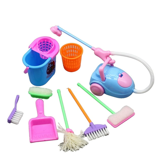 Papelera educativa de plástico para aspiradora Dollhouse Toy, 9 unidades