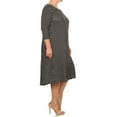 thumbnail image 2 of MOA Collection Women's Plus Size A-line Round Neck 3/4 Sleeves Polka Dot Dress, 2 of 4