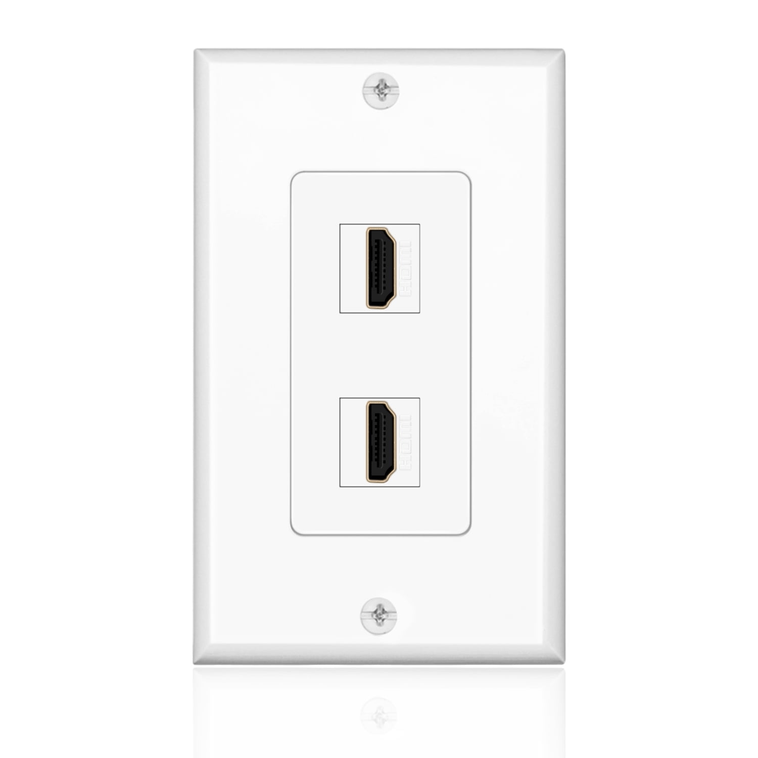 HDMI Wall Plate (2 Port, White) HDMI Socket Plug Insert Jack Outlet