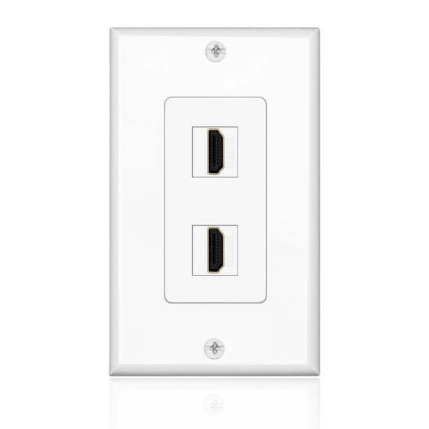 HDMI Wall Plate (2 Port, White) HDMI Socket Plug Insert Jack Outlet