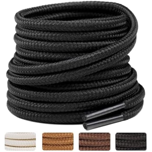 2 Pairs Round Boots Shoelaces Heavy Duty Outdoor Shoe Laces 30-63” Shoestrings For Hiking Sporting Running
