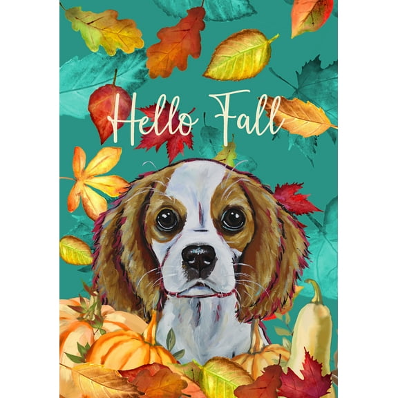 Cavalier King Charles Blenheim - Hippie Hound Studios Fall Garden Flag