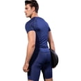 thumbnail image 3 of Active Men's Compression Short Sleeve Athletic T-Shirt with Moisture-Wicking Stretch Fabric for Training and Workouts - Medium, Navy, 3 of 6