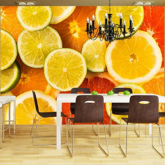 Tiptophomedecor Kitchen Wallpaper Wall Mural - Citrus Fruits