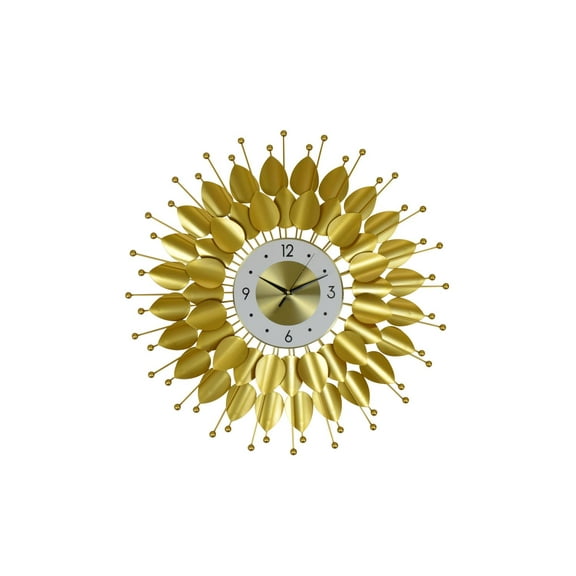 Three Star Import & Export YC1150 27 in. Round Wall Clock with Golden Leaves