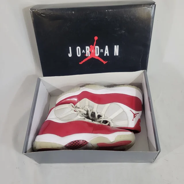 Ni - ke Mens Size 12 Ni - ke Air Jordan 11 Retro High Cherry Sneakers CT8012-116 Red White