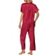 thumbnail image 3 of Conjunto de Pijamas de Satén para Mujeres INSPIRE CHIC, Ropa de Verano, Camisetas de Manga Corta con Pantalones, Conjuntos de Lounge de Seda, Rojo, 3 of 6