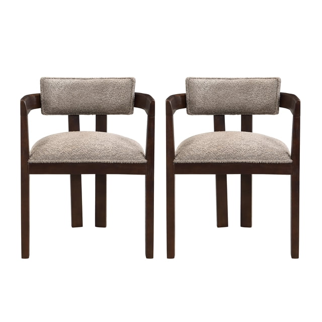 Noble House Dining Chair with Armrest Set of 2,Polyester Linen Blend Fabric,Espresso