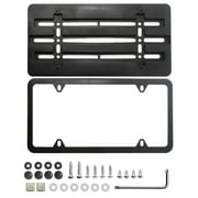 RED WOLF Front License Plate Bracket Frame Tag Holder Black Stainless Steel Frame Cover Mounting Kit for US Cars