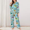 thumbnail image 2 of Honeii World Travel1 print Women's Pajama Sets Long Sleeve Button Down Sleepwear Nightwear Soft Pjs Lounge Sets-XX-Large, 2 of 7