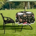 thumbnail image 7 of Coolnut Mushroom Round Tablecloth with Zipper Umbrella Hole, Waterproof Washable Polyester Fabric Table Cover for Outdoor Patio Garden Party, 60", 7 of 7