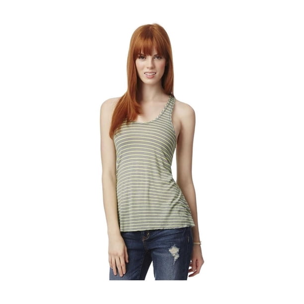 Aeropostale - Camiseta sin mangas para mujer con rayas transparentes, amarillo, extragrande