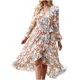thumbnail image 1 of Moda mujer vendaje pliegue manga larga causal estampado floral vestido largo Fridja  yut4113, 1 of 9