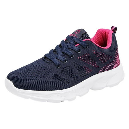 Fauean Womens Sneakers Fashionable Simple Flat Bottom Comfortable Lace up Casual Shoes Blue Size 41