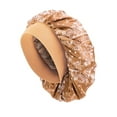 thumbnail image 2 of Wuxian Womens Satin Bonnet Hat Fashionable Soft Floral Print Hair Sleep Skullcap Leisure Soft Hair Wrap Slouch Breathable Curly Hair Bonnet Night Caps Pleated Ruched Shower Cap,Gold,One Size, 2 of 3