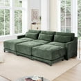 thumbnail image 5 of 105.9" Modular Sectional Sofa, 3 Seat Modular Couch with 3 Movable Ottomans and Lumbar Pillow, Chenille Fabric Sofa Convertible Sectional Couches for Living Room, Comfy Modular Sofa, Green, 5 of 9