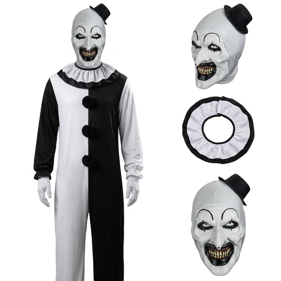 Killer Clown Cosplay Costume Halloween Bodysuit Set with Mask
