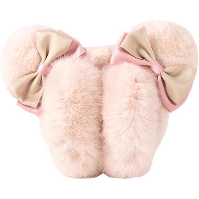 LinYooLi Cache-Oreilles Moelleux pour Femmes Hiver Chaud Cache-Oreilles Pliables Mignons avec Nœud