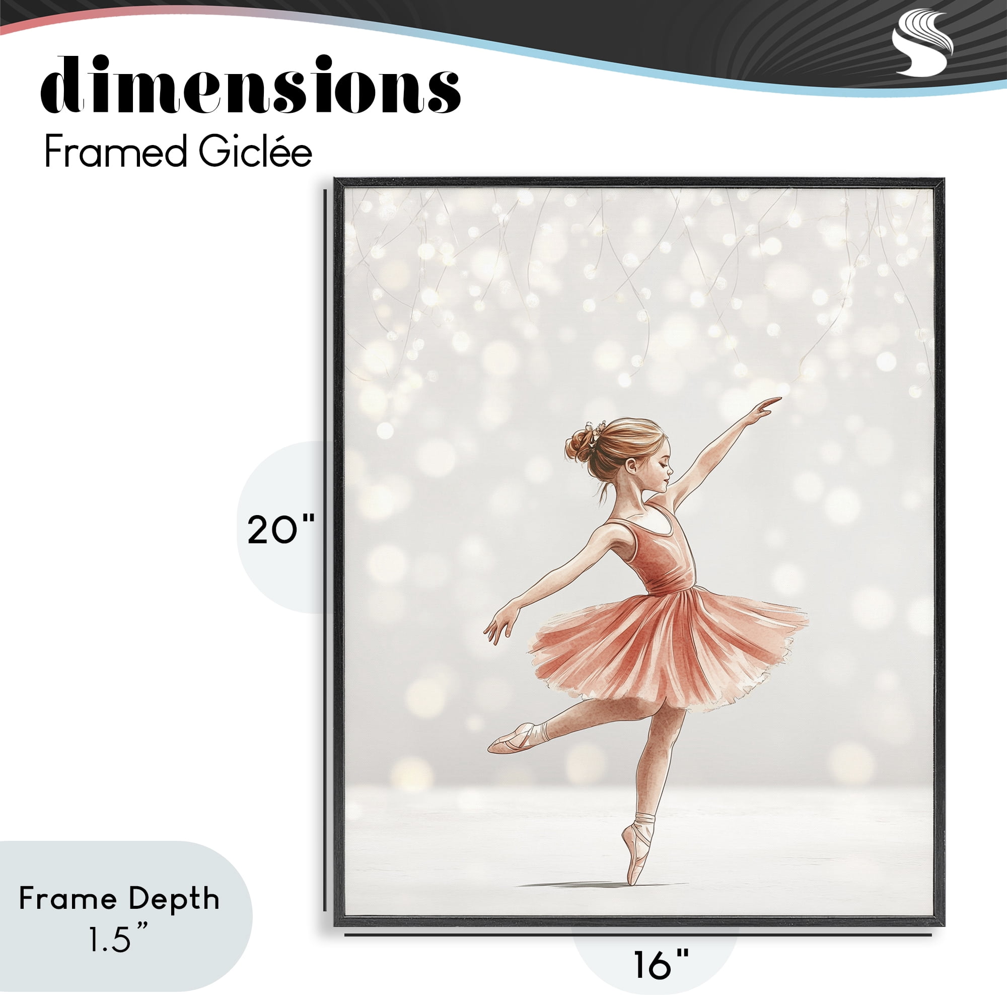 Stupell Industries Dancing In The Light Black Framed Giclee Art, design by Christine Simpson Art