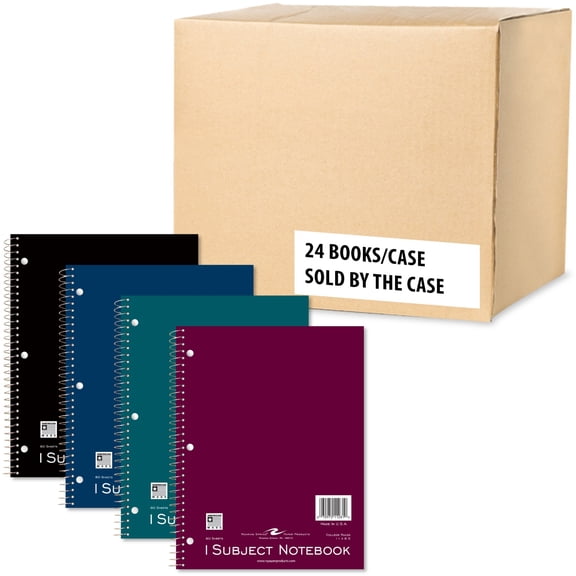 Roaring Spring College Ruled One Subject Spiral Notebook, 3 Hole Punched, 1 Case (24 Total), 11" x 8.5" 80 Sheets, Assorted Colors